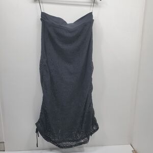 Solitaire Womens Swim Cover Up  Large Crochet Lace Style Black Midi Boho